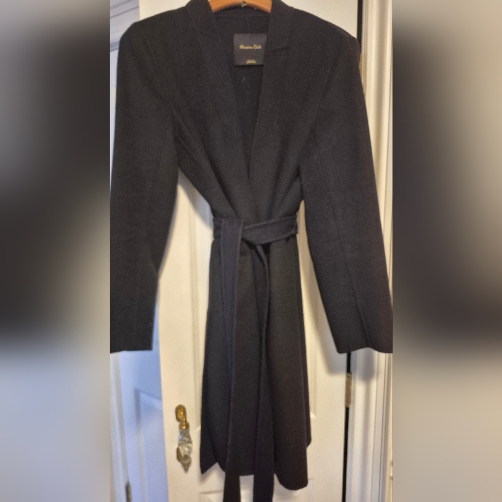 Massimo Dutti Classic Black Wool Coat